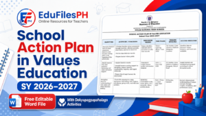 School Action Plan in Values Education SY 2026-2027