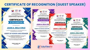 Editable certificate templates for Guest of Honor and Speakers in four color themes for graduation and recognition ceremonies