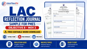 Free editable LAC Reflection Journal sample for PMES Objective 8 MOV 2