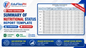 Free automated Summary of Nutritional Status Report Excel template for elementary and secondary schools