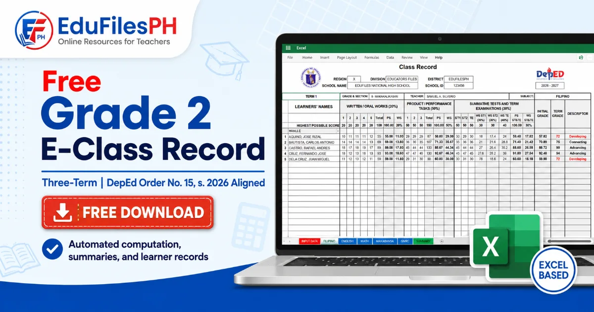 Free Grade 2 E-Class Record – DepEd Order No. 15, s. 2026 - EduFilesPH